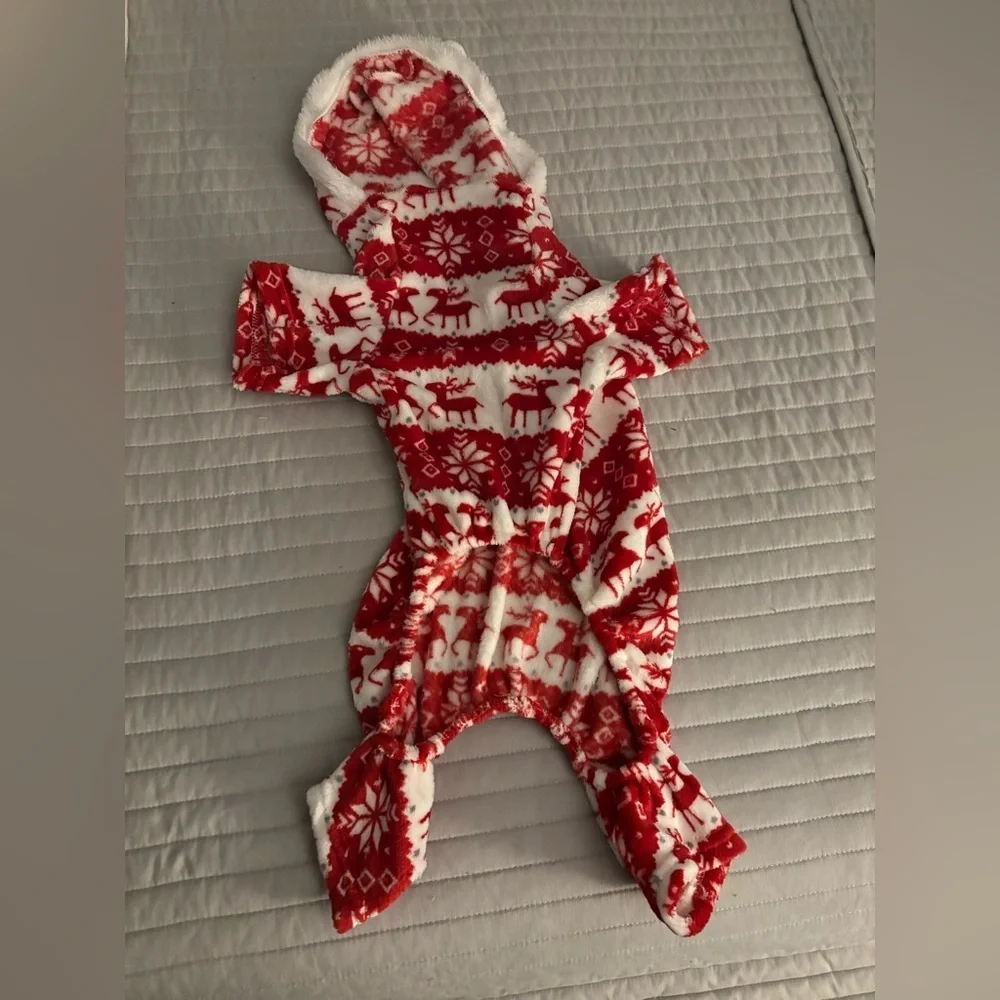 Red and White Reindeer Dog Pajamas